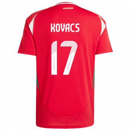 Kandiny Herren Ungarn Mátyás Kovács #17 Rot Heimtrikot Trikot 24-26 T-Shirt