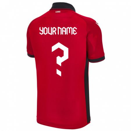Kandiny Herren Albanien Ihren Namen #0 Rot Heimtrikot Trikot 24-26 T-Shirt