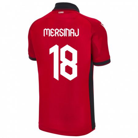 Kandiny Herren Albanien Jon Mersinaj #18 Rot Heimtrikot Trikot 24-26 T-Shirt