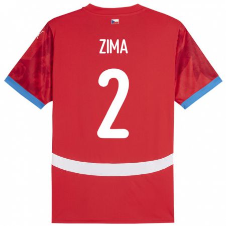 Kandiny Herren Tschechien David Zima #2 Rot Heimtrikot Trikot 24-26 T-Shirt