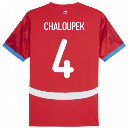 Kandiny Herren Tschechien Stepan Chaloupek #4 Rot Heimtrikot Trikot 24-26 T-Shirt