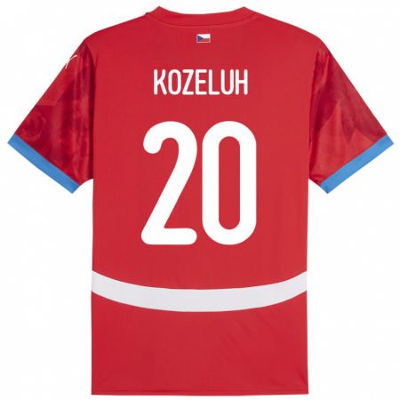 Kandiny Herren Tschechien Josef Kozeluh #20 Rot Heimtrikot Trikot 24-26 T-Shirt