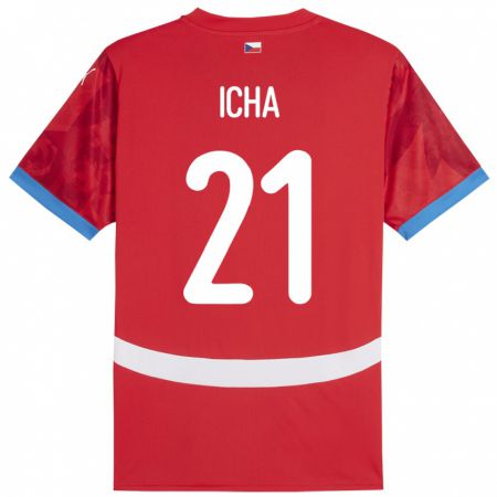 Kandiny Herren Tschechien Marek Icha #21 Rot Heimtrikot Trikot 24-26 T-Shirt
