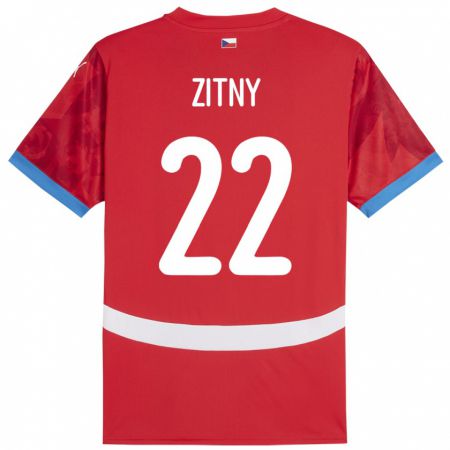 Kandiny Herren Tschechien Matej Zitny #22 Rot Heimtrikot Trikot 24-26 T-Shirt