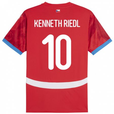 Kandiny Herren Tschechien Victor Kenneth Riedl #10 Rot Heimtrikot Trikot 24-26 T-Shirt