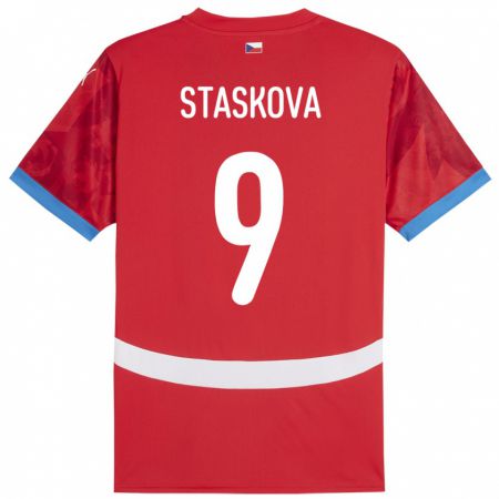 Kandiny Herren Tschechien Andrea Stašková #9 Rot Heimtrikot Trikot 24-26 T-Shirt