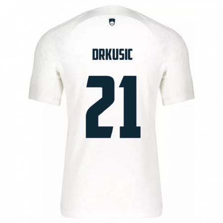 Kandiny Herren Slowenien Vanja Drkusic #21 Weiß Heimtrikot Trikot 24-26 T-Shirt