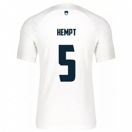 Kandiny Herren Slowenien Lukas Hempt #5 Weiß Heimtrikot Trikot 24-26 T-Shirt