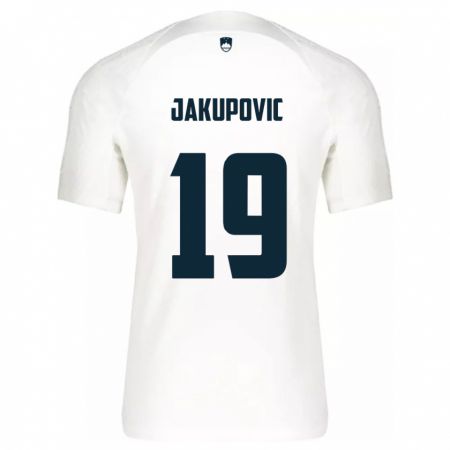 Kandiny Herren Slowenien Aldin Jakupovic #19 Weiß Heimtrikot Trikot 24-26 T-Shirt