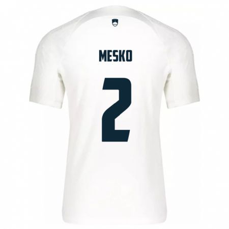 Kandiny Herren Slowenien Zan Mesko #2 Weiß Heimtrikot Trikot 24-26 T-Shirt