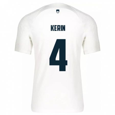 Kandiny Herren Slowenien Mark Kerin #4 Weiß Heimtrikot Trikot 24-26 T-Shirt