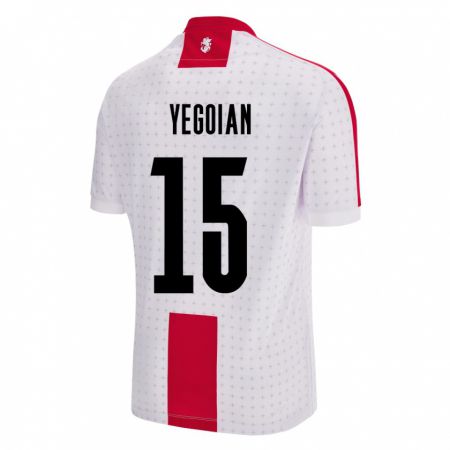 Kandiny Herren Georgien Irakli Yegoian #15 Weiß Heimtrikot Trikot 24-26 T-Shirt