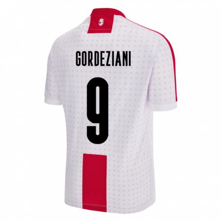 Kandiny Herren Georgien Vasilios Gordeziani #9 Weiß Heimtrikot Trikot 24-26 T-Shirt