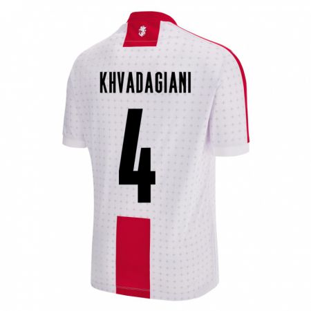 Kandiny Herren Georgien Saba Khvadagiani #4 Weiß Heimtrikot Trikot 24-26 T-Shirt