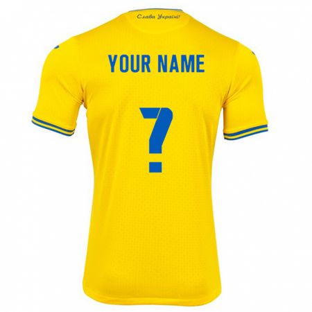 Kandiny Herren Ukraine Ihren Namen #0 Gelb Heimtrikot Trikot 24-26 T-Shirt