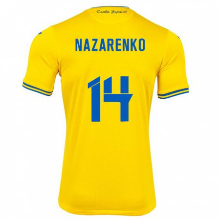 Kandiny Herren Ukraine Oleksandr Nazarenko #14 Gelb Heimtrikot Trikot 24-26 T-Shirt