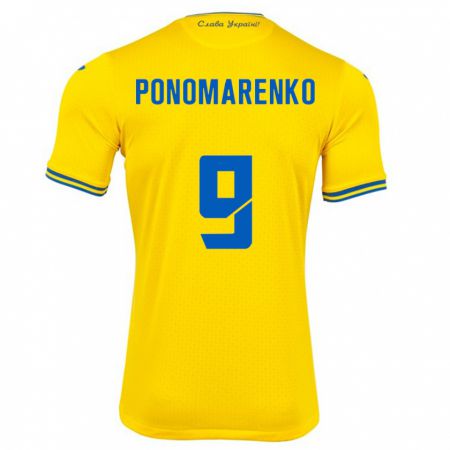 Kandiny Herren Ukraine Matviy Ponomarenko #9 Gelb Heimtrikot Trikot 24-26 T-Shirt