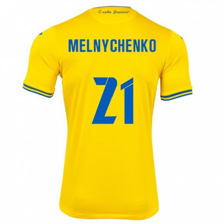 Kandiny Herren Ukraine Maksym Melnychenko #21 Gelb Heimtrikot Trikot 24-26 T-Shirt