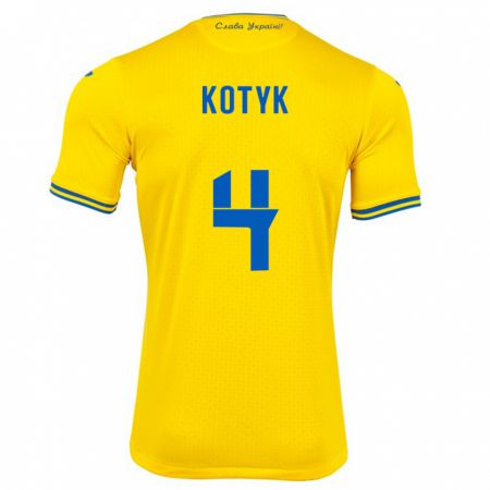 Kandiny Herren Ukraine Yana Kotyk #4 Gelb Heimtrikot Trikot 24-26 T-Shirt