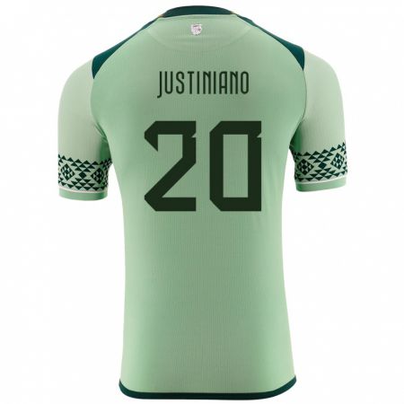 Kandiny Herren Bolivien Leonardo Justiniano #20 Hellgrün Heimtrikot Trikot 24-26 T-Shirt