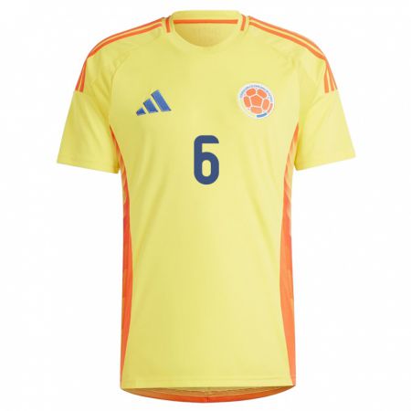 Kandiny Herren Kolumbien Xavi Ríos #6 Gelb Heimtrikot Trikot 24-26 T-Shirt