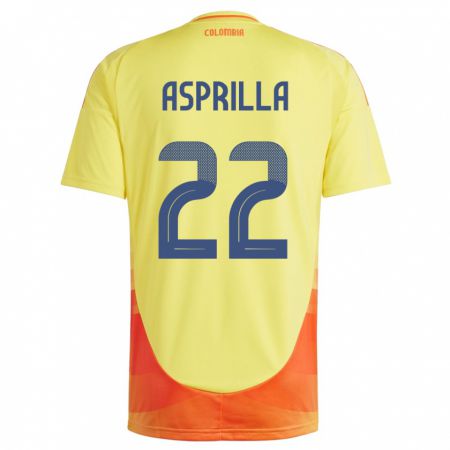 Kandiny Herren Kolumbien Yáser Asprilla #22 Gelb Heimtrikot Trikot 24-26 T-Shirt