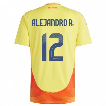 Kandiny Herren Kolumbien Alejandro Rodríguez #12 Gelb Heimtrikot Trikot 24-26 T-Shirt