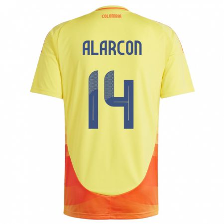 Kandiny Herren Kolumbien Andrés Alarcón #14 Gelb Heimtrikot Trikot 24-26 T-Shirt