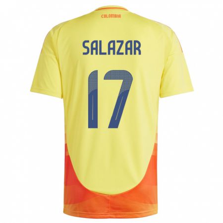 Kandiny Herren Kolumbien Andrés Salazar #17 Gelb Heimtrikot Trikot 24-26 T-Shirt