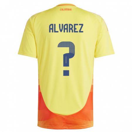 Kandiny Herren Kolumbien Kevin Álvarez #0 Gelb Heimtrikot Trikot 24-26 T-Shirt
