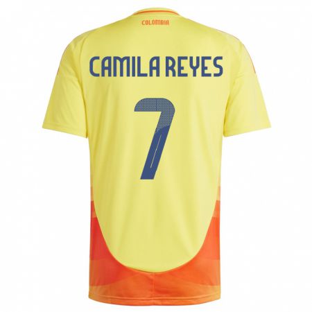 Kandiny Herren Kolumbien María Camila Reyes #7 Gelb Heimtrikot Trikot 24-26 T-Shirt