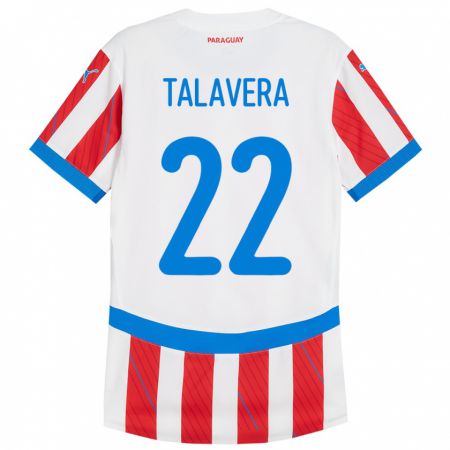 Kandiny Herren Paraguay Javier Talavera #22 Weiß Rot Heimtrikot Trikot 24-26 T-Shirt