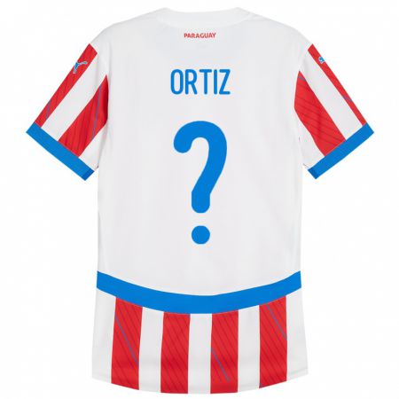 Kandiny Herren Paraguay Rolando Ortíz #0 Weiß Rot Heimtrikot Trikot 24-26 T-Shirt