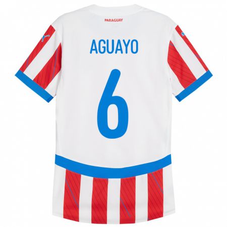 Kandiny Herren Paraguay Ángel Aguayo #6 Weiß Rot Heimtrikot Trikot 24-26 T-Shirt