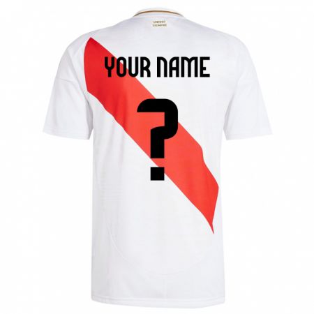 Kandiny Herren Peru Ihren Namen #0 Weiß Heimtrikot Trikot 24-26 T-Shirt