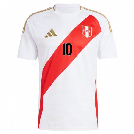 Kandiny Herren Peru Thiago Salinas #10 Weiß Heimtrikot Trikot 24-26 T-Shirt