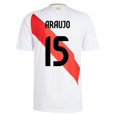 Kandiny Herren Peru Miguel Araujo #15 Weiß Heimtrikot Trikot 24-26 T-Shirt