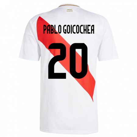 Kandiny Herren Peru Juan Pablo Goicochea #20 Weiß Heimtrikot Trikot 24-26 T-Shirt