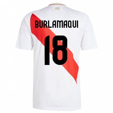 Kandiny Herren Peru Alessandro Burlamaqui #18 Weiß Heimtrikot Trikot 24-26 T-Shirt