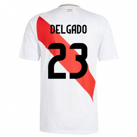 Kandiny Herren Peru Valentino Delgado #23 Weiß Heimtrikot Trikot 24-26 T-Shirt
