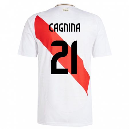 Kandiny Herren Peru Grace Cagnina #21 Weiß Heimtrikot Trikot 24-26 T-Shirt