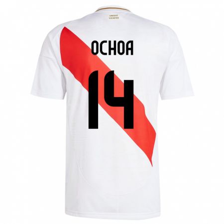 Kandiny Herren Peru Victoria Ochoa #14 Weiß Heimtrikot Trikot 24-26 T-Shirt