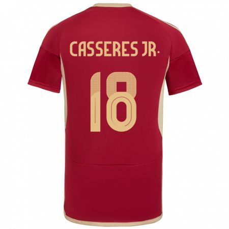 Kandiny Herren Venezuela Cristian Cásseres Jr. #18 Burgund Heimtrikot Trikot 24-26 T-Shirt