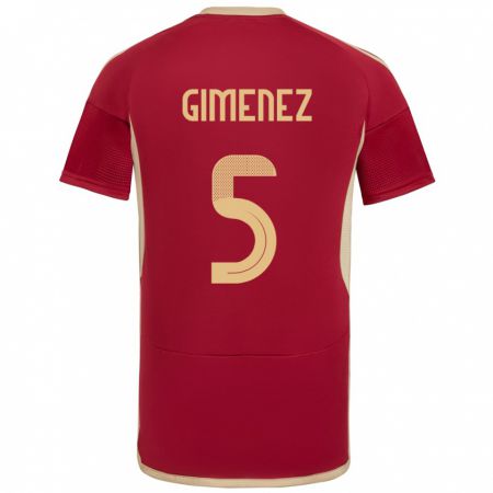 Kandiny Herren Venezuela Yenifer Giménez #5 Burgund Heimtrikot Trikot 24-26 T-Shirt