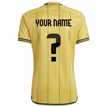Kandiny Herren Jamaika Ihren Namen #0 Gelb Heimtrikot Trikot 24-26 T-Shirt