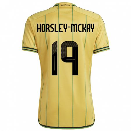 Kandiny Herren Jamaika Kyron Horsley-Mckay #19 Gelb Heimtrikot Trikot 24-26 T-Shirt