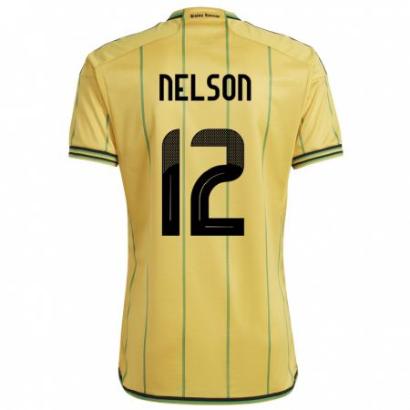 Kandiny Herren Jamaika Tyiesha Nelson #12 Gelb Heimtrikot Trikot 24-26 T-Shirt