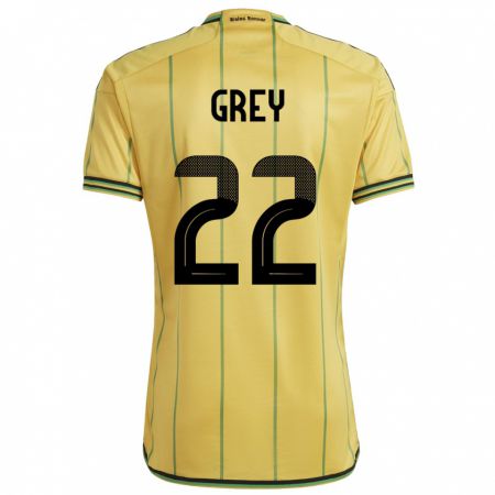 Kandiny Herren Jamaika Mireya Grey #22 Gelb Heimtrikot Trikot 24-26 T-Shirt
