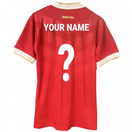 Kandiny Herren Panama Ihren Namen #0 Rot Heimtrikot Trikot 24-26 T-Shirt