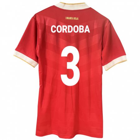 Kandiny Herren Panama José Córdoba #3 Rot Heimtrikot Trikot 24-26 T-Shirt